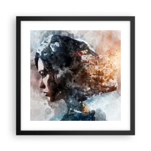 Plakat w czarnej ramie - Opowieść o dziewczynie z miastem w tle - 40x40 cm