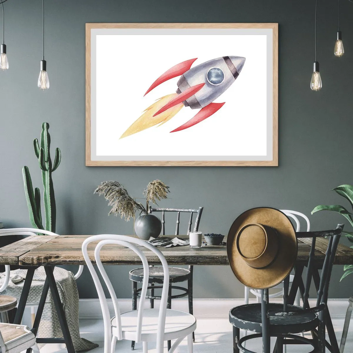 Plakat w ramie jasny dąb - Wyżej, prędzej, dalej - 40x30 cm