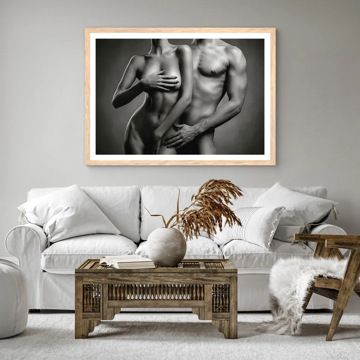 Plakat w ramie jasny dąb - Adam i Ewa - 40x30 cm