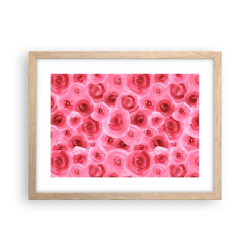 Plakat w ramie jasny dąb - Róże na dole i na górze - 40x30 cm