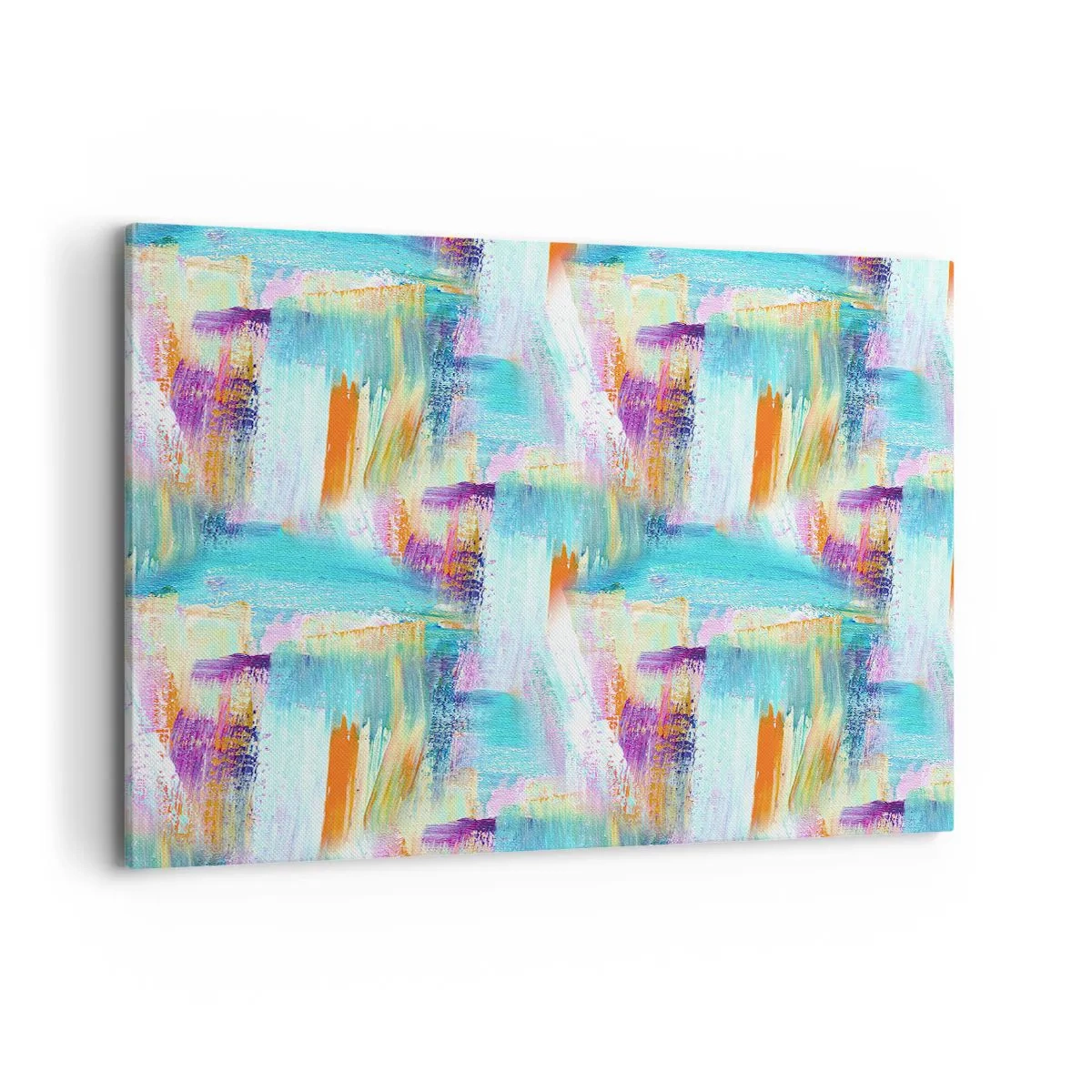 Obraz na płótnie - Kolorowa abstrakcja z dynamicznymi pociągnięciami pędzla - 120x80cm - Pogodny mazaniec-przekładaniec - Nowoczesna dekoracja ścienna do salonu, kuchni i sypialni ARTTOR