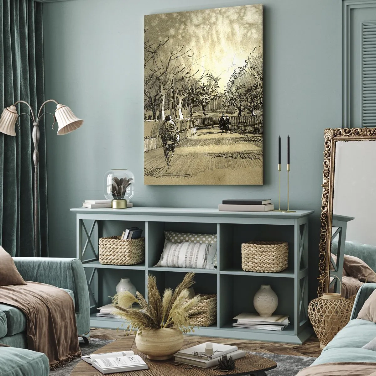 Obraz na płótnie - Piórkiem zatrzymana chwila - 45x80 cm