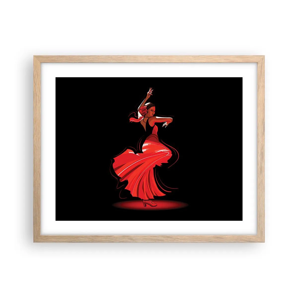 Plakat w ramie jasny dąb - Ognisty duch flamenco - 50x40 cm