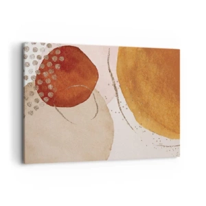 Obraz na płótnie - Abstrakcyjne kształty w ciepłych odcieniach brązu i złota - 120x80cm - Krągłość i ruch - Nowoczesna dekoracja ścienna do salonu, kuchni i sypialni ARTTOR