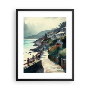 Plakat w czarnej ramie - Śródziemnomorskie miasteczko - 40x50 cm
