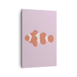 Obraz na płótnie - Minimalistyczna ilustracja błazenka na pastelowym tle - 80x120cm - W koralu jej do twarzy i do ogona - Nowoczesna dekoracja ścienna do salonu i sypialni ARTTOR