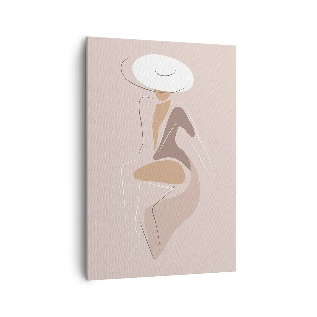 Obraz na płótnie - Minimalistyczna sylwetka kobiety w kapeluszu - 70x100cm - Damą być - Nowoczesna dekoracja ścienna do salonu i sypialni ARTTOR