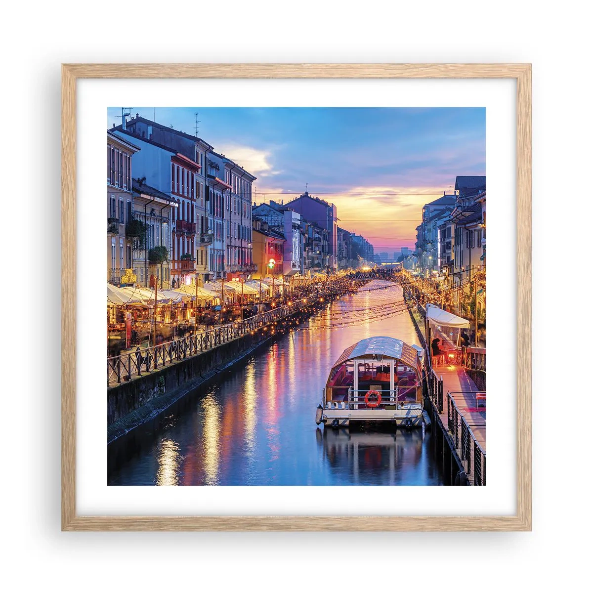 Plakat w ramie jasny dąb - Wieczór światła i zabawy - 50x50 cm