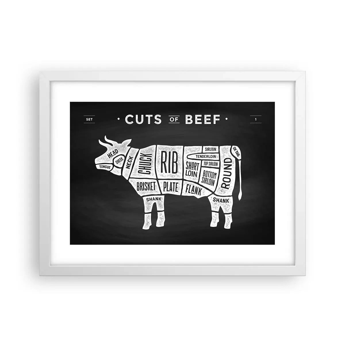 Plakat w białej ramie - Elementarz masarza - 40x30 cm