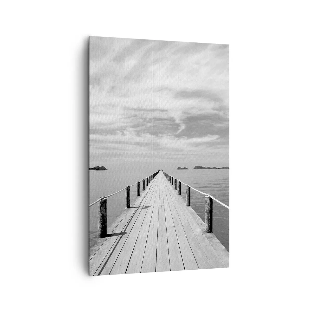 Obraz na płótnie - Drewniane molo prowadzące w dal nad spokojnym morzem - 80x120cm - A może podróż… - Nowoczesna dekoracja ścienna do salonu i sypialni ARTTOR