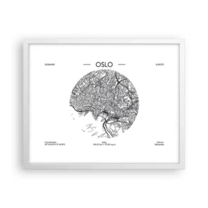 Plakat w białej ramie - Anatomia Oslo - 50x40 cm