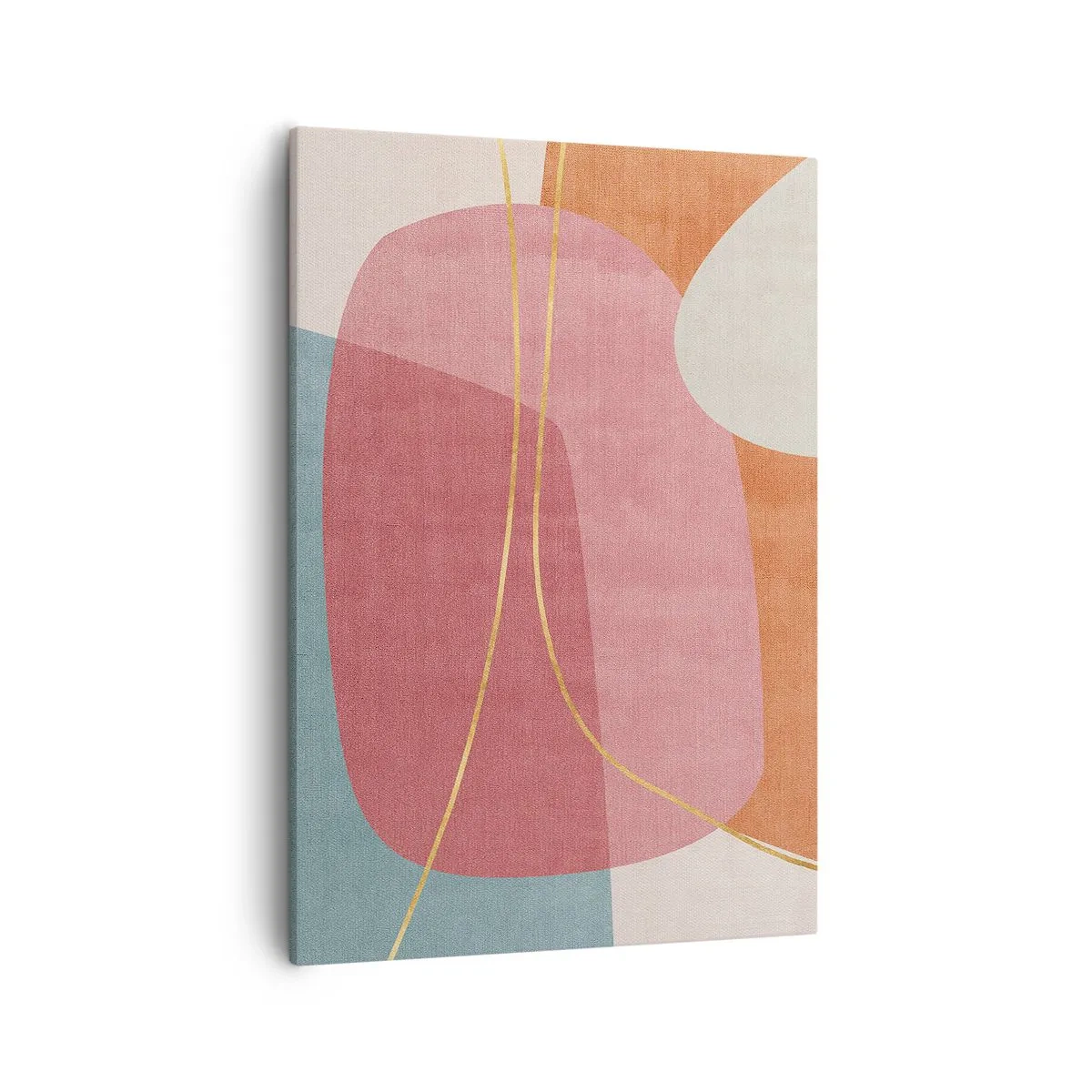 Obraz na płótnie - Abstrakcyjna pastelowa kompozycja - 50x70cm - Pastelowa kompozycja z nicią złota - Nowoczesna dekoracja ścienna do salonu, kuchni i sypialni ARTTOR