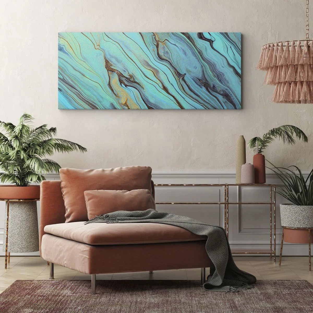 Obraz na płótnie - Turkusowy przypływ - 100x40 cm