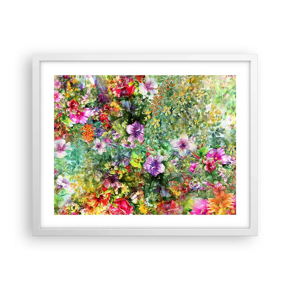 Plakat w białej ramie - W kwiaty na zatracenie - 50x40 cm