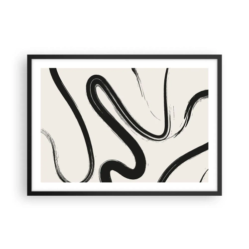Plakat w czarnej ramie - Czarno-białe krzywe linie na jasnym tle - 70x50cm - Czarno-biała fanaberia - Nowoczesna dekoracja ścienna do salonu i sypialni ARTTOR