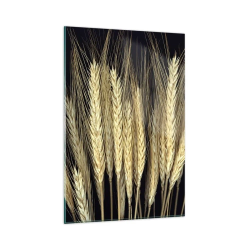 Obraz na szkle - Kłosy pszenicy na czarnym tle w rustykalnym stylu - 80x120cm - Rustykalna magia - Nowoczesna dekoracja ścienna do salonu i sypialni ARTTOR