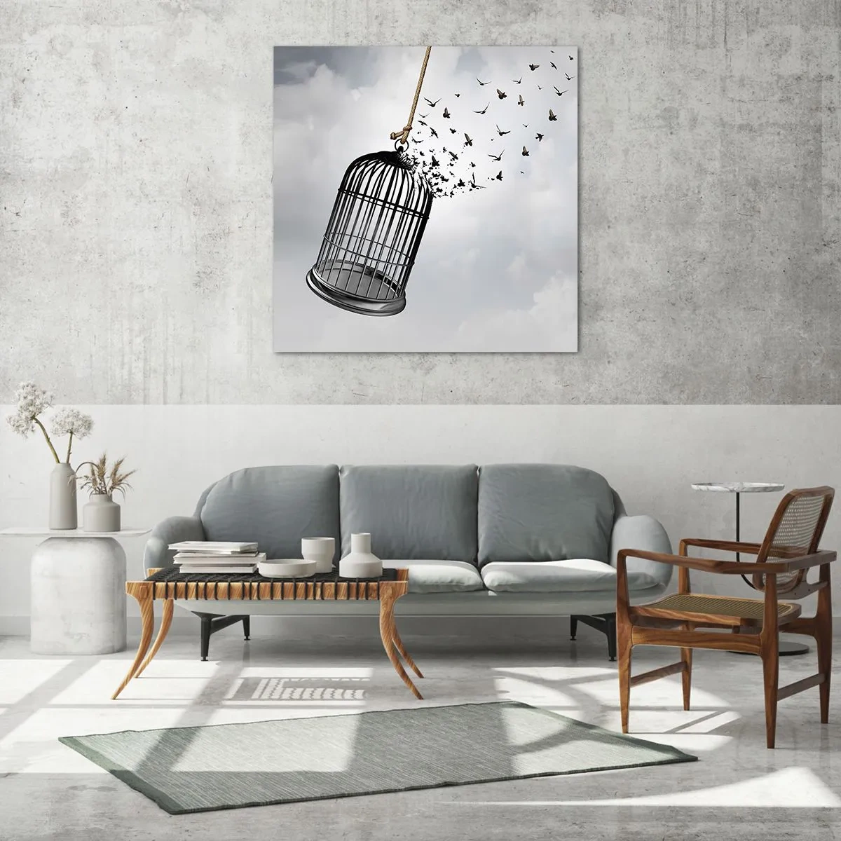 Obraz na szkle - Wiara...Nadzieja...Wolność! - 70x70 cm