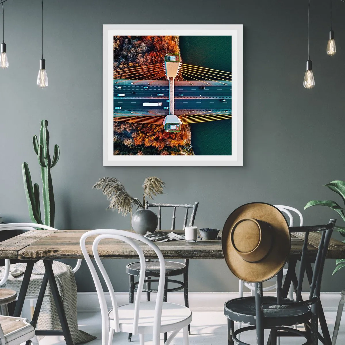 Plakat w białej ramie - ZA wodami, za lasami - 50x50 cm