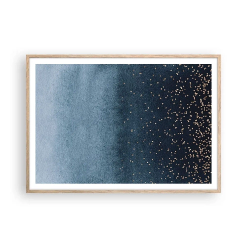 Plakat w ramie jasny dąb - Kompozycja – niebieskie fazy - 100x70 cm