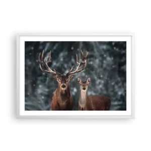 Plakat w białej ramie - Pan lasu z małżonką - 70x50 cm