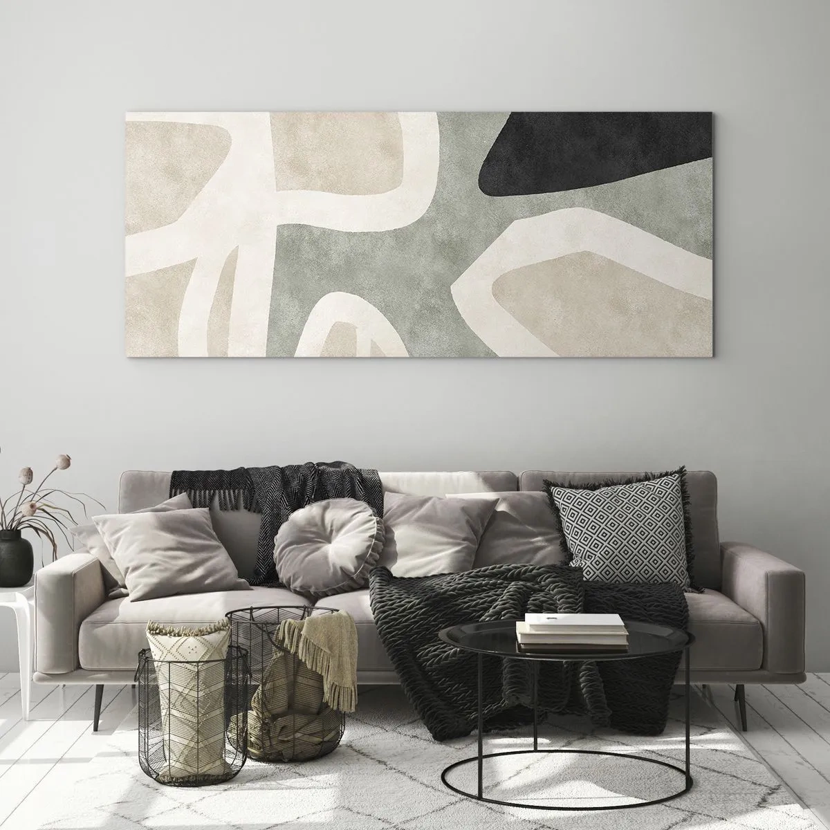 Obraz na szkle - Kompozycja z motywem czerni - 100x40 cm