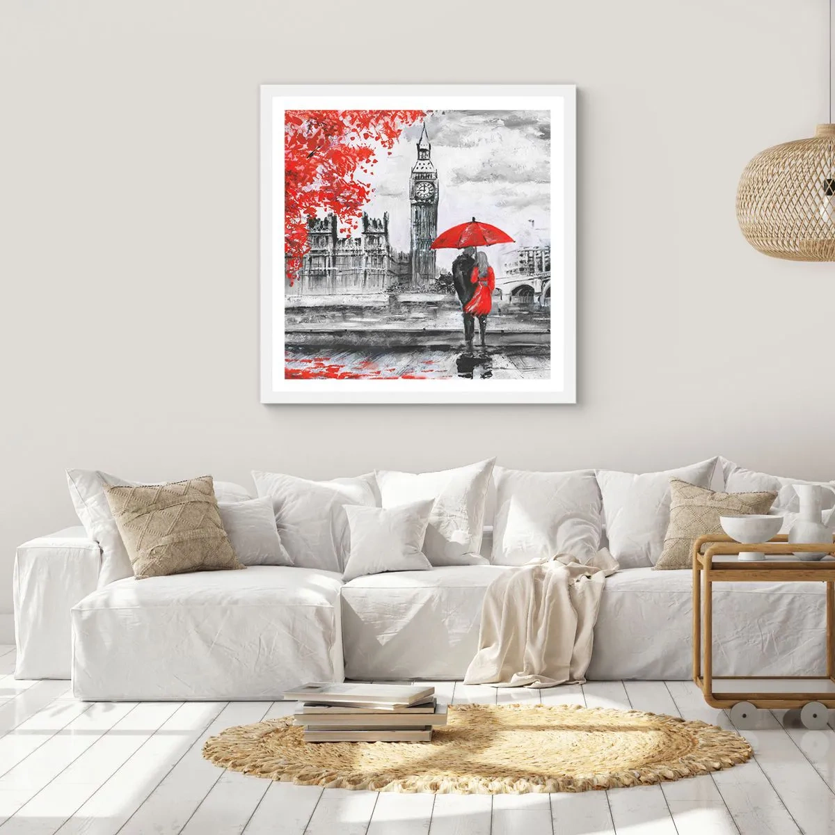 Plakat w białej ramie - Zakochani w Londynie - 30x30 cm
