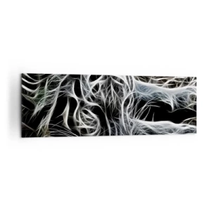 Obraz na płótnie - Abstrakcyjny wzór przedstawiający sylwetkę kota na czarnym tle - 160x50cm - Studium kociej lekkości - Nowoczesna dekoracja ścienna do salonu i sypialni ARTTOR