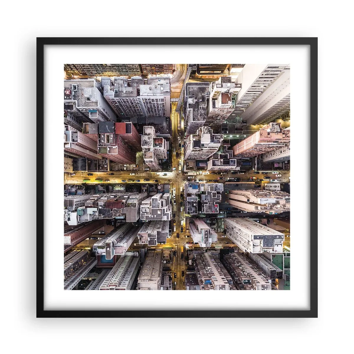 Plakat w czarnej ramie - Pozdrowienia z Hongkongu - 50x50 cm