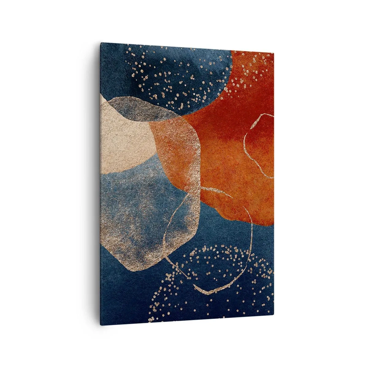 Obraz na płótnie - Abstrakcyjne kształty w odcieniach czerwieni i błękitu - 70x100cm - Lekkość bytu - Nowoczesna dekoracja ścienna do salonu i sypialni ARTTOR