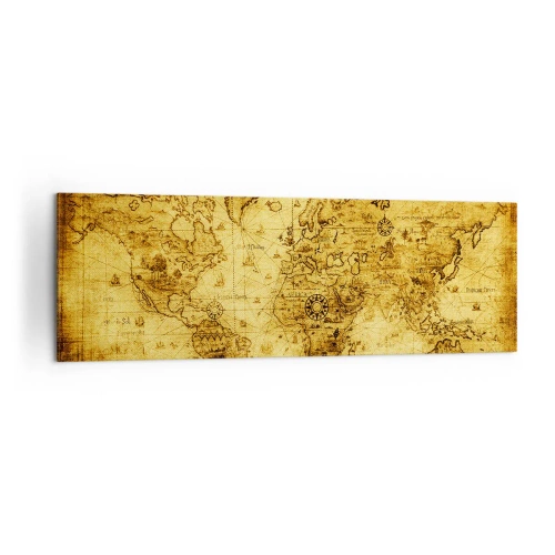 Obraz na płótnie - Starożytna mapa świata w stylu vintage - 160x50cm - Dziwny jest ten świat - Nowoczesna dekoracja ścienna do salonu i sypialni ARTTOR