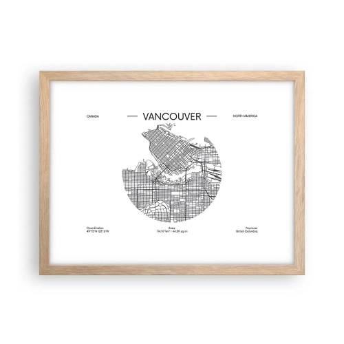 Plakat w ramie jasny dąb - Anatomia Vancouver - 40x30 cm