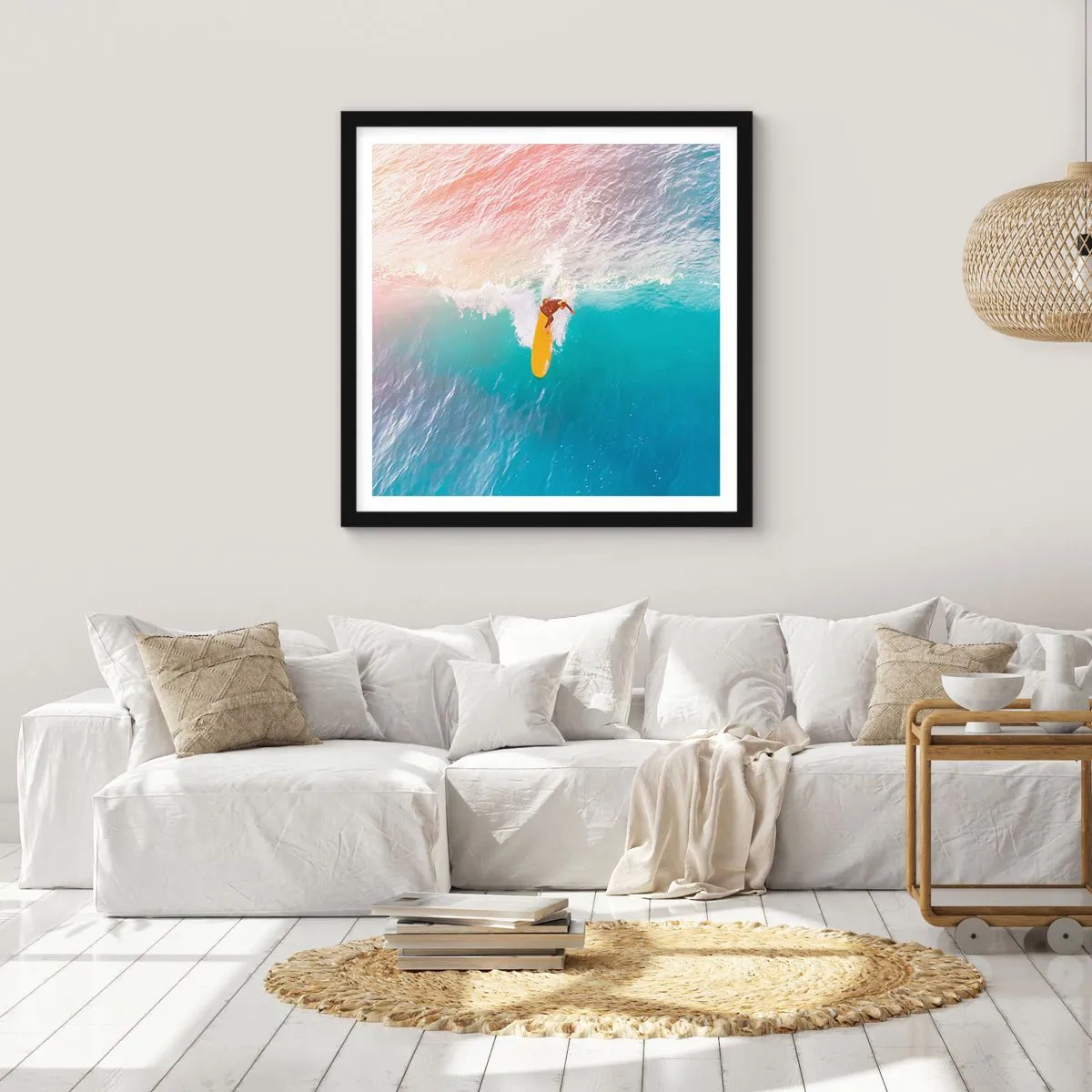 Plakat w czarnej ramie - Oceaniczny jeździec - 40x40 cm