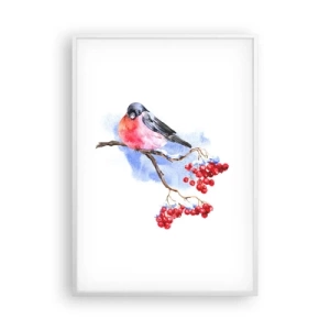 Plakat w białej ramie - Zima w kolorze - 70x100 cm