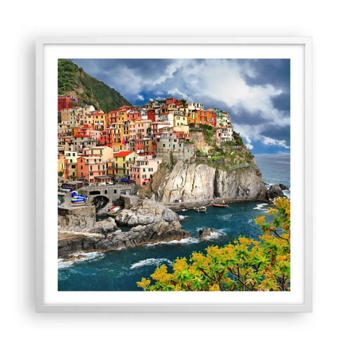 Plakat w białej ramie - Gromadka przytulona do skał - 60x60 cm