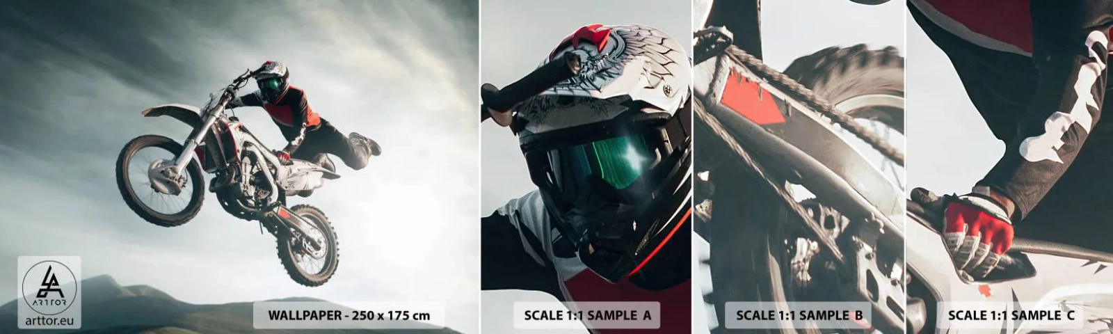 Fototapeta Próbka Samoprzylepna Deluxe Sticker - Nie ma zabawy bez ryzyka - Motocross, Motocykl, Motocyklista - 100x30 cm