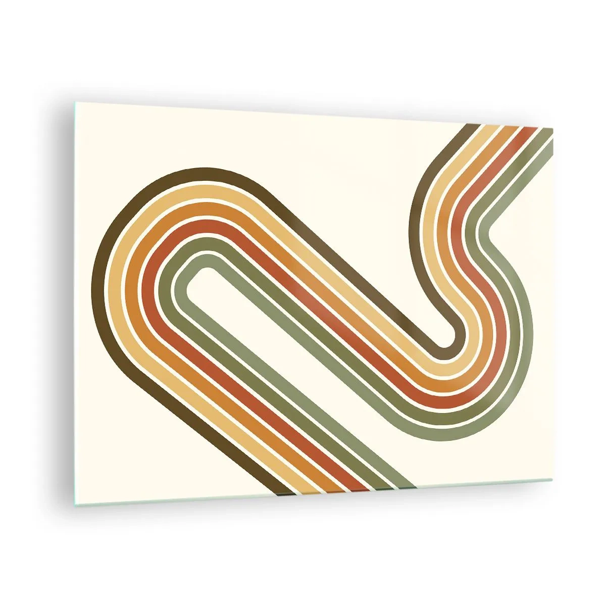 Obraz na szkle - Geometryczna abstrakcja w stylu retro z falistymi liniami - 70x50cm - Zygzakiem do celu - Nowoczesna dekoracja ścienna do salonu i sypialni ARTTOR