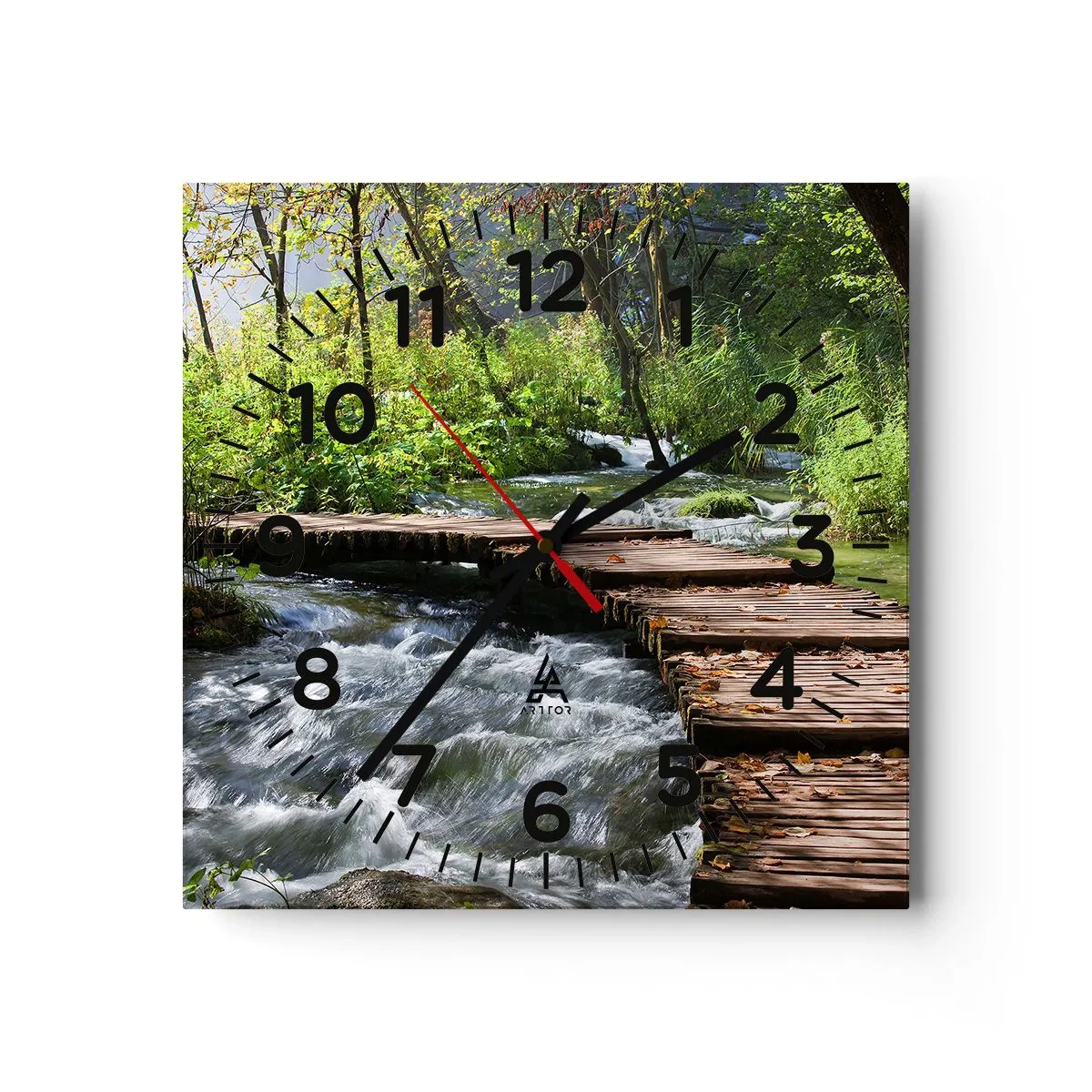 Zegar ścienny - Nad pienistą kaskadą - 40x40 cm