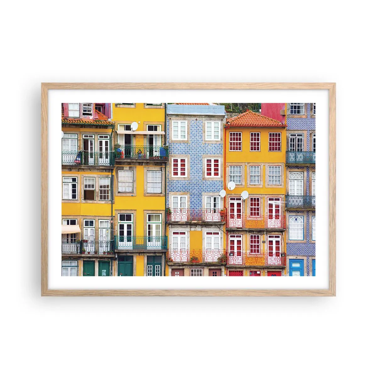 Plakat w ramie jasny dąb - Barwy starego miasta - 70x50 cm