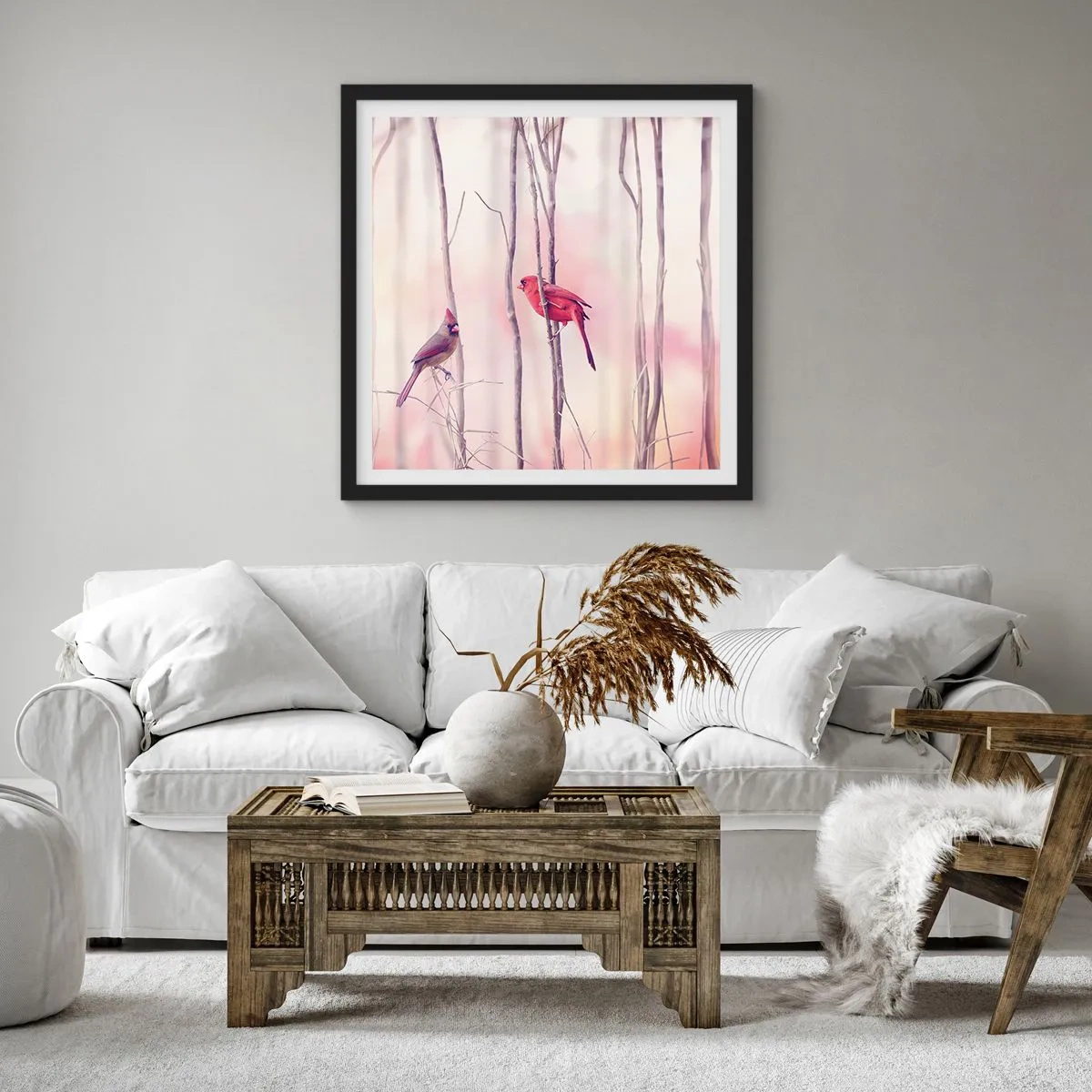 Plakat w czarnej ramie - Opowieść różowego lasu - 30x30 cm