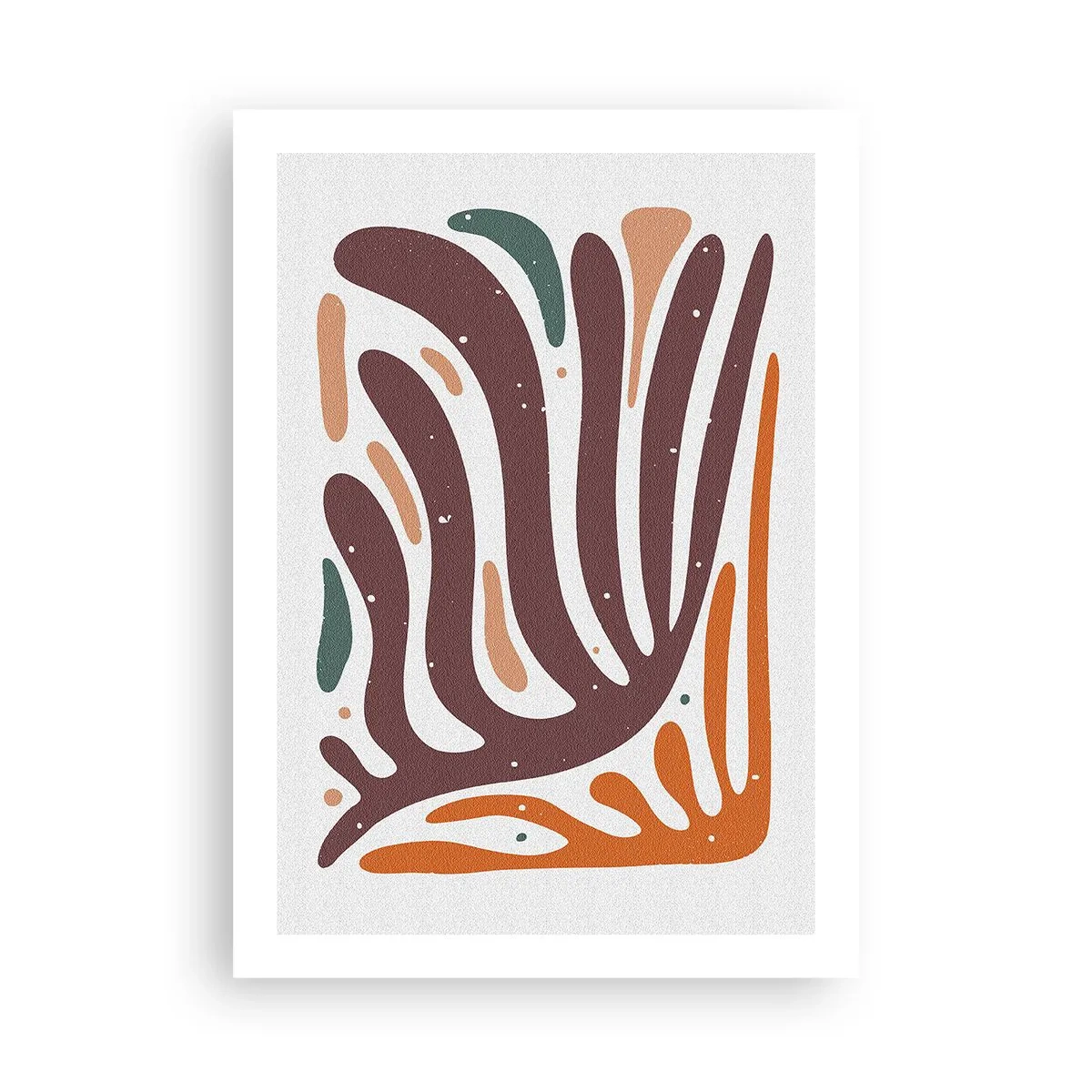 Plakat - Organiczna abstrakcja w ciepłych odcieniach brązu i pomarańczu - 50x70cm - Kompozycja organiczna promienista - Nowoczesna dekoracja ścienna do salonu, kuchni i sypialni ARTTOR
