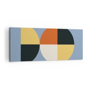 Obraz na płótnie - Geometryczne koła na błękitnym tle - 120x50cm - Patrz i licz - Nowoczesna dekoracja ścienna do salonu i sypialni ARTTOR