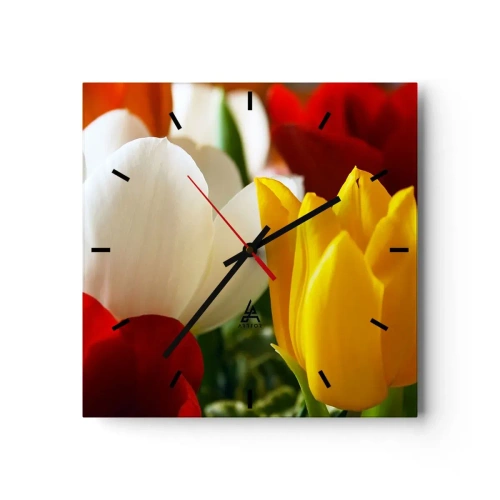 Zegar ścienny - Tulipanowa gorączka - 40x40 cm