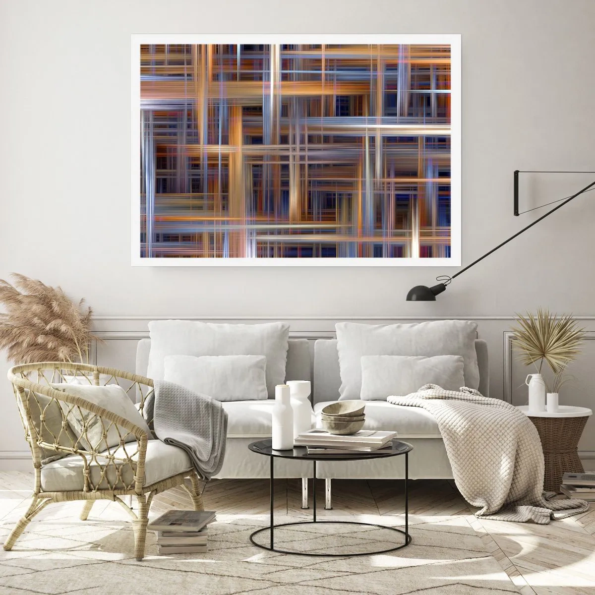 Plakat - Abstrakcyjne wzory geometryczne w pastelowych barwach - 100x70cm - Utkane ze światła - Nowoczesna dekoracja ścienna do salonu i sypialni ARTTOR