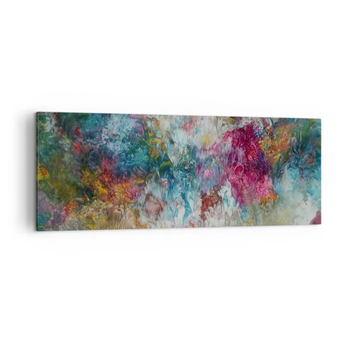 Obraz na płótnie - Kolorowa abstrakcja przypominająca kwiaty w rozkwicie - 140x50cm - W pełnym rozkwicie - Nowoczesna dekoracja ścienna do salonu i sypialni ARTTOR