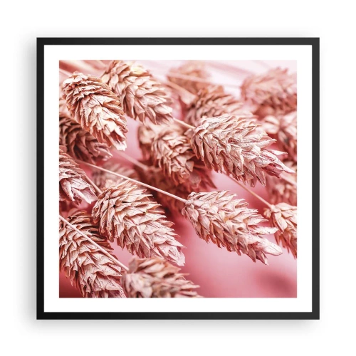Plakat w czarnej ramie - Kwietna kaskada w różu - 60x60 cm