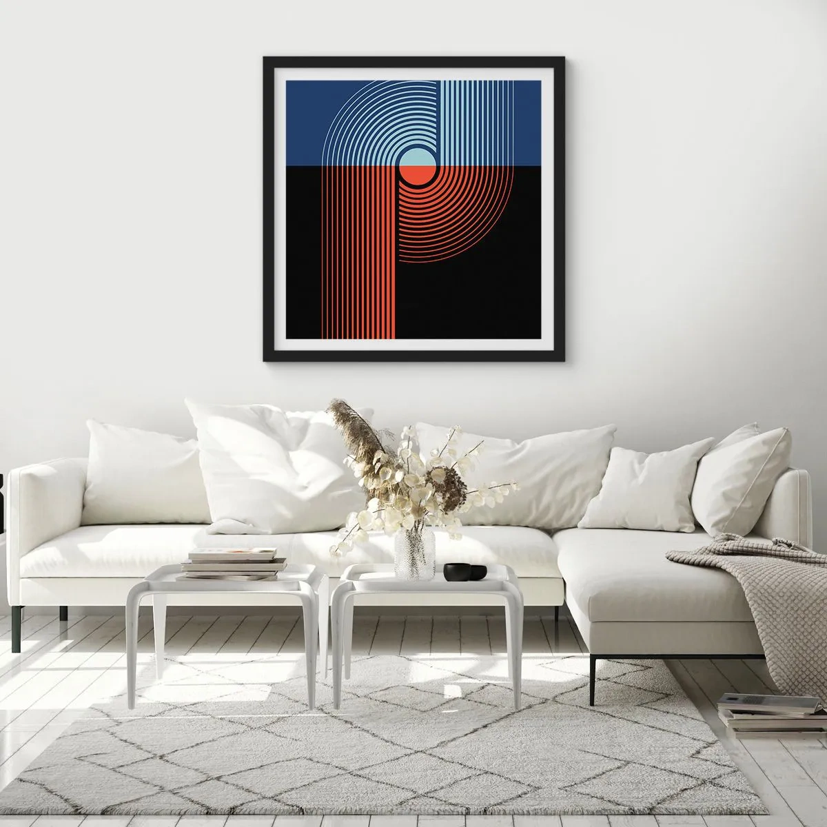 Plakat w czarnej ramie - W geometrycznym uścisku - 40x40 cm