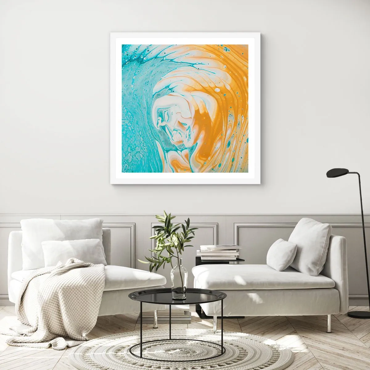 Plakat w białej ramie - Pastelowy wir - 60x60 cm