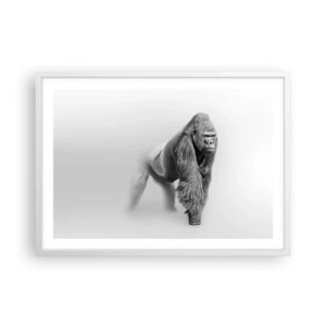 Plakat w białej ramie - Pewny swej siły - 70x50 cm