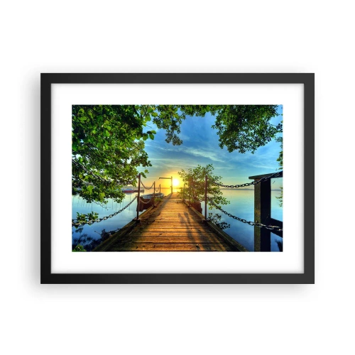 Plakat w czarnej ramie - Zachód nad wodą - 40x30 cm