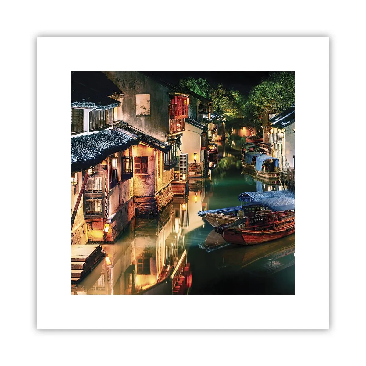 Plakat - Wieczór na chińskiej ulicy - 30x30 cm